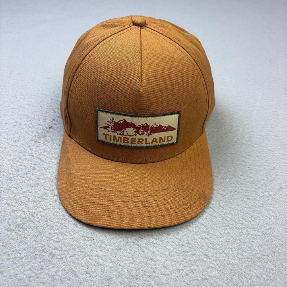 Timberland Hat Cap Snap Back One Size Brown Patch Camping‎ Outdoor Twill Mens